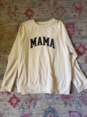 Amazon Cream "MAMA" Crewneck Sweatshirt with Black Lettering